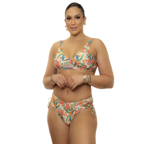Top Sr + Sunquini estampa araras tropical