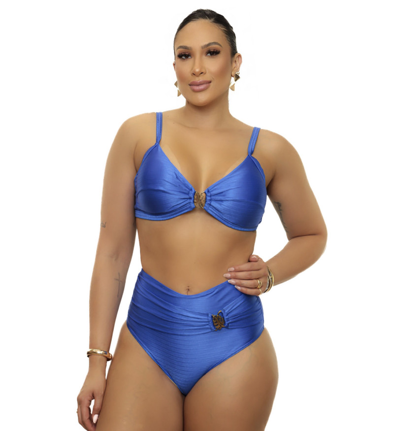Top lift + calcinha hot pants marrakech azul