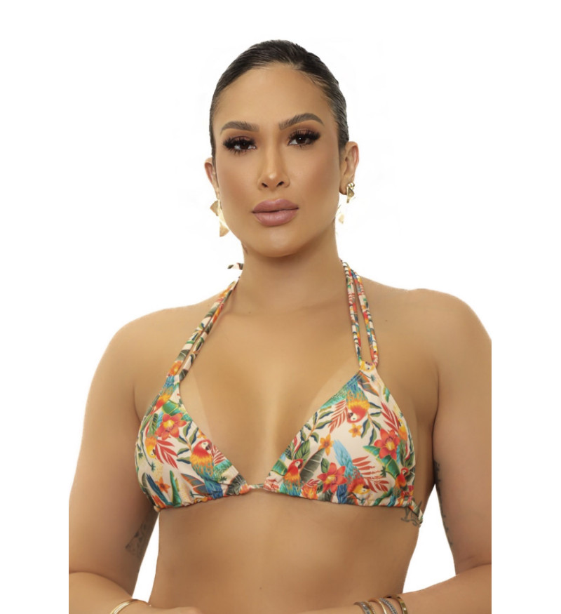 Top cortininha estampa araras tropical
