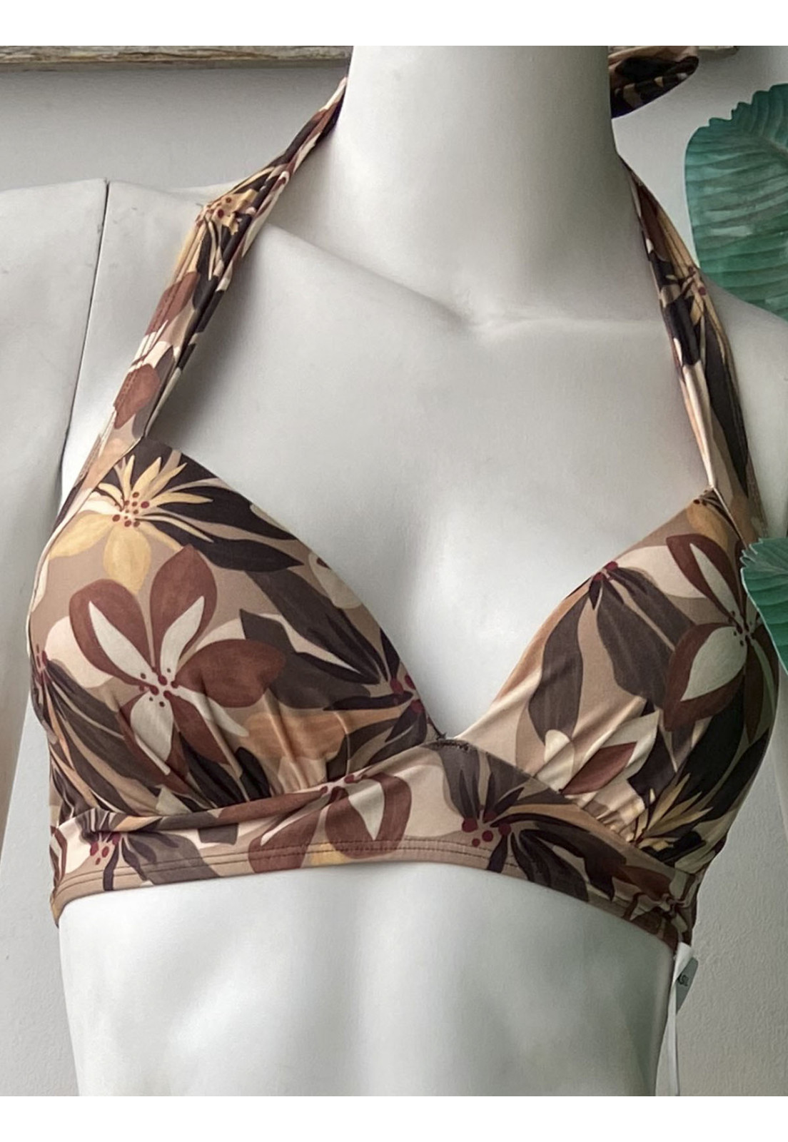 Top bojo rio franzido flor marrom
